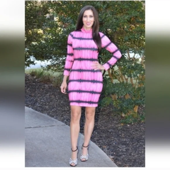 ALICE + OLIVIA Delora Tie Dye Mock Neck  Mini Dress Size 4 - Picture 11 of 14